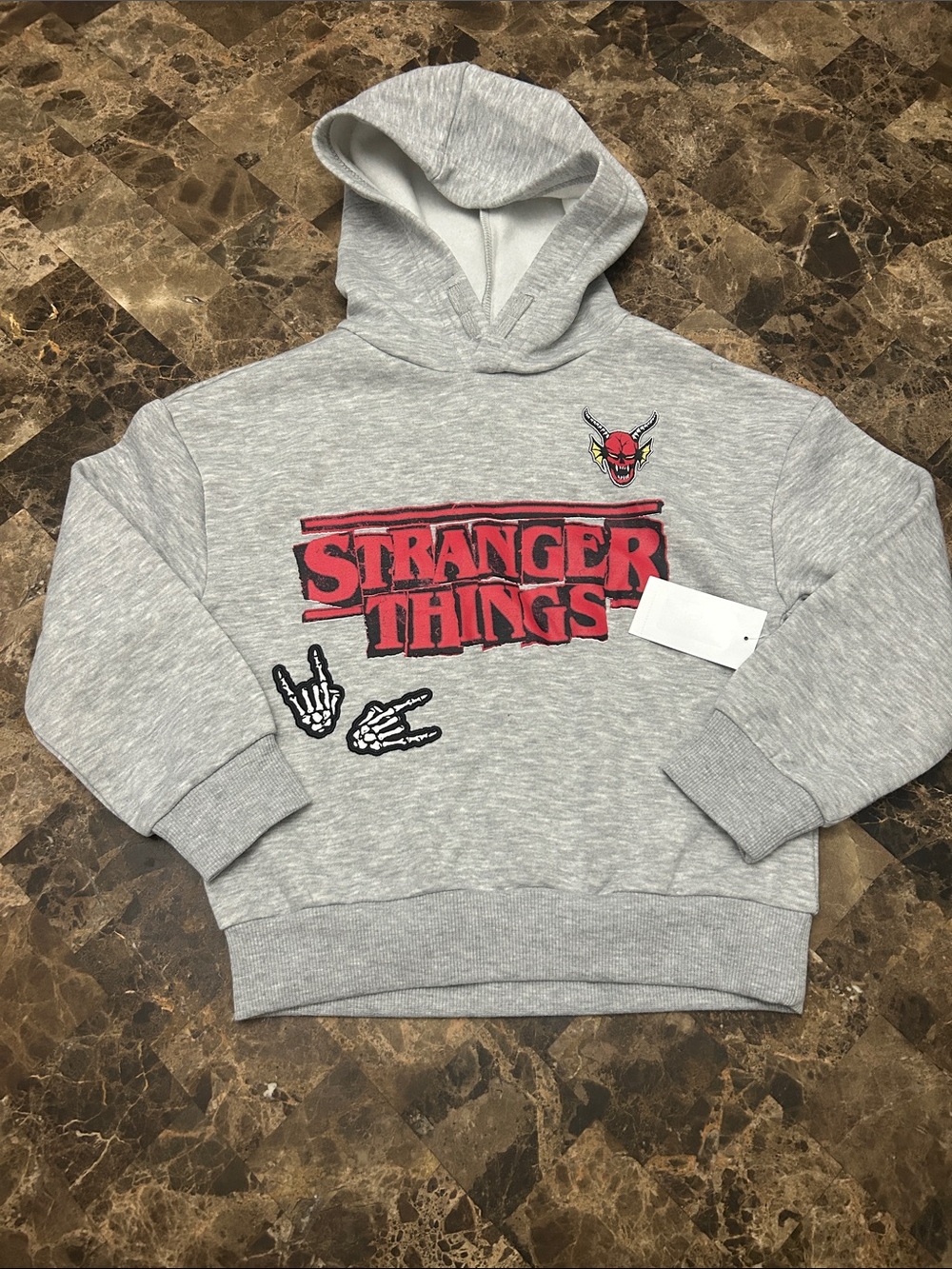 NWT 🆕 Stranger Things Kids' Gray Hoodie Sweatshirt 6 years